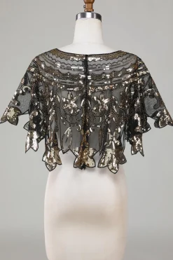 Glitter Sequins Preto Cabo dos anos 1920