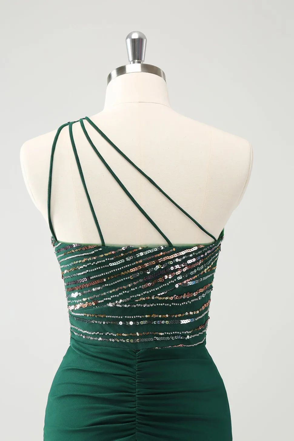 Glitter Verde Escuro Apertado Um Ombro Cut-Out Homecoming Dress