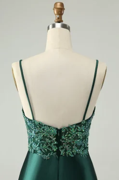 Glitter Verde Escuro Apertado V Pescoço Vestido Curto Homecoming com Sequins