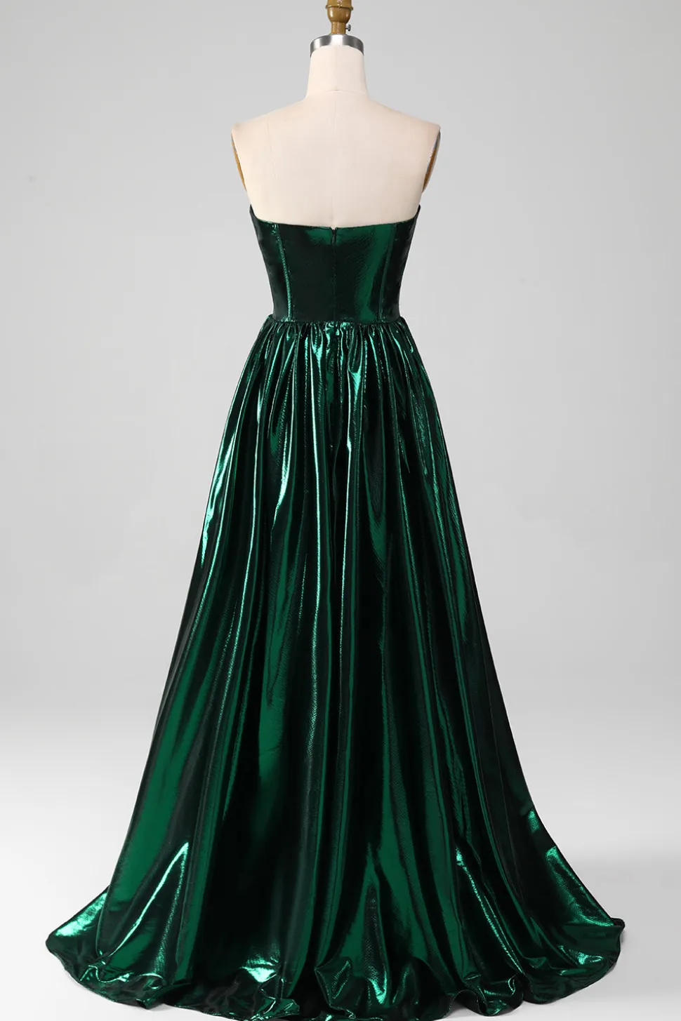 Glitter Verde Escuro Espartilho Metálico Vestido Longo Prom