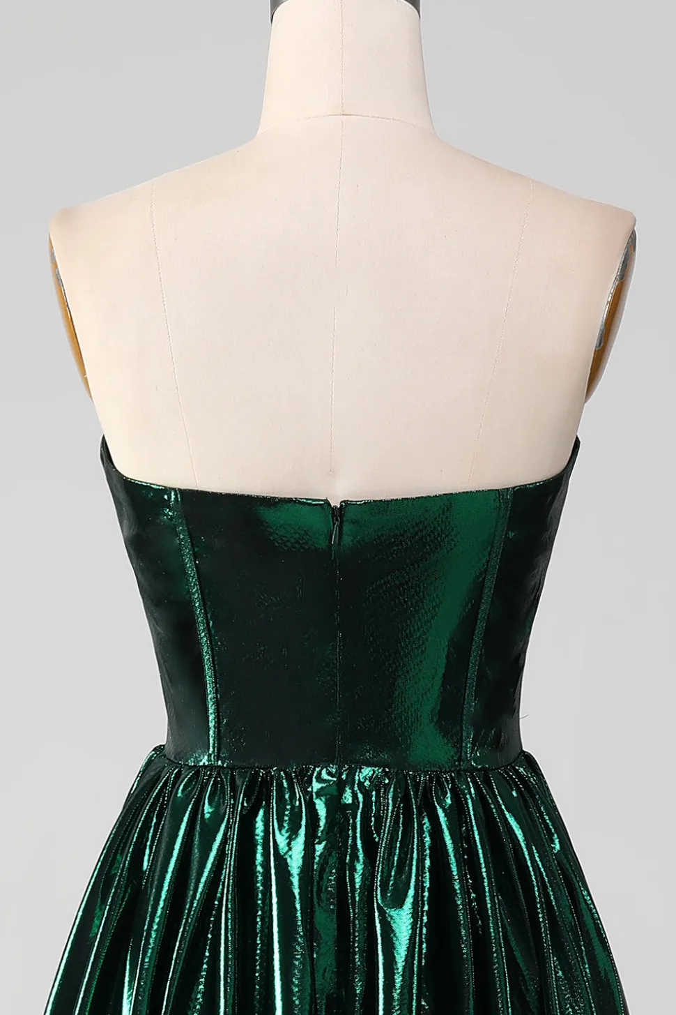 Glitter Verde Escuro Espartilho Metálico Vestido Longo Prom