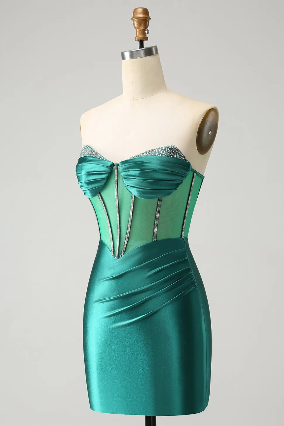 Glitter verde escuro querido espartilho apertado Homecoming vestido com missangas
