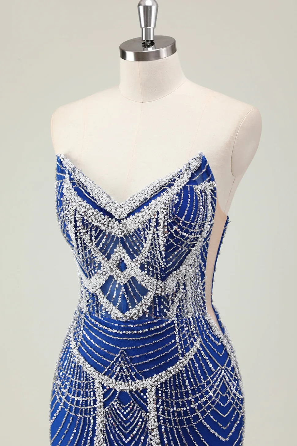 Glitter Verde Escuro Sereia Sem Alças Sequins Longo Espartilho Vestido de Baile com Missangas