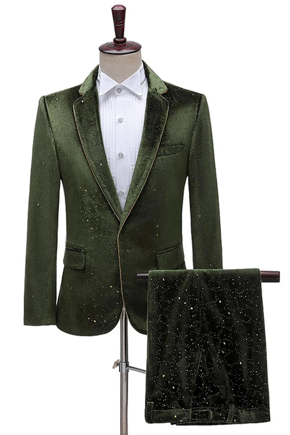 Glitter Verde Notched Lapela 2 Peças Masculino Prom Terno
