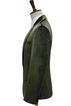 Glitter Verde Notched Lapela 2 Peças Masculino Prom Terno