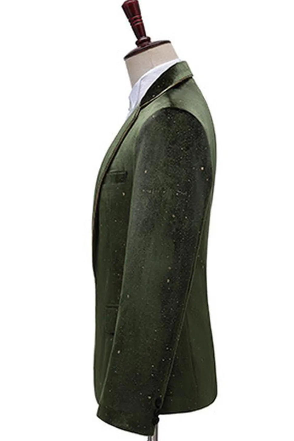 Glitter Verde Notched Lapela 2 Peças Masculino Prom Terno