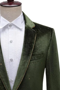Glitter Verde Notched Lapela 2 Peças Masculino Prom Terno
