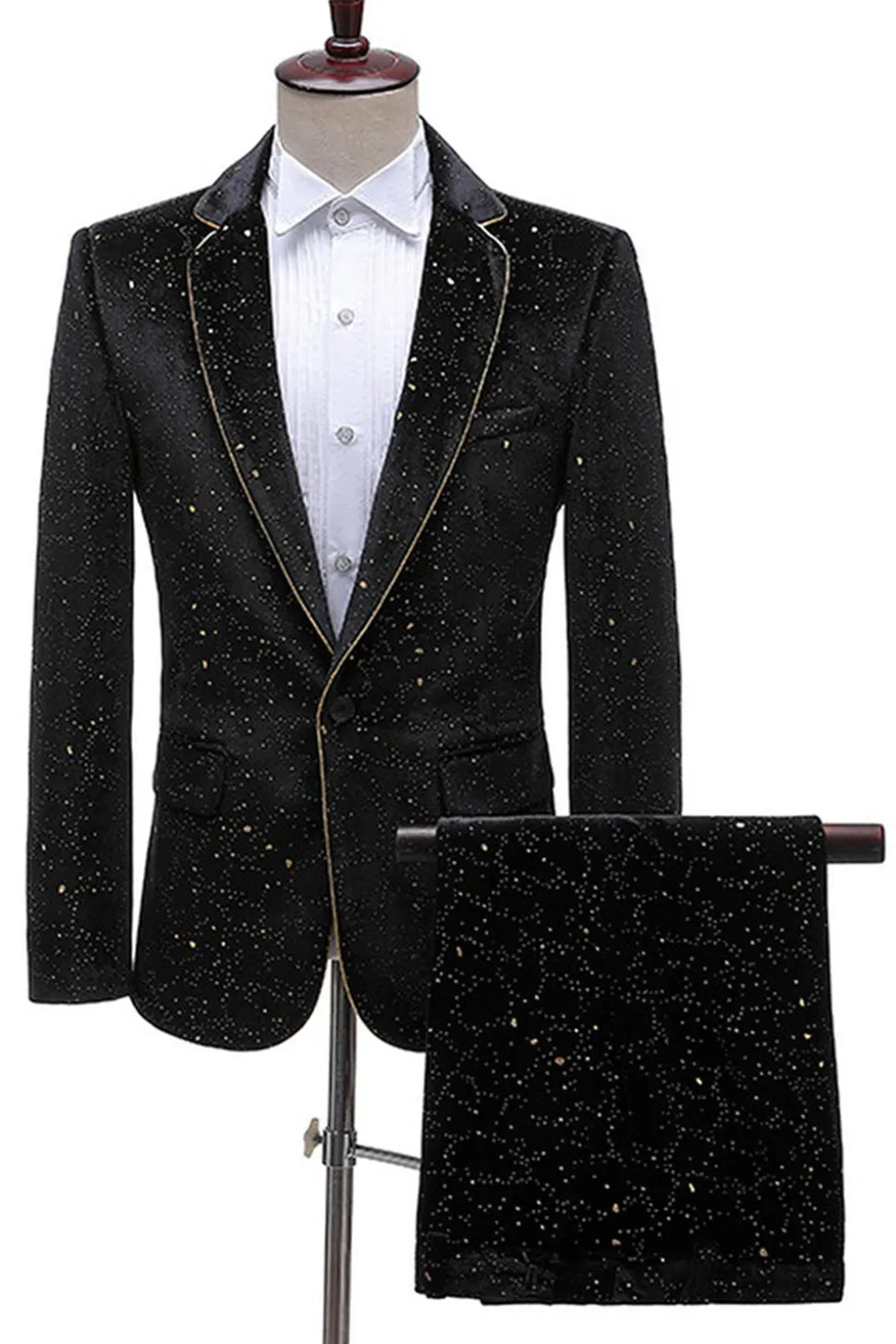 Glitter Verde Notched Lapela 2 Peças Masculino Prom Terno