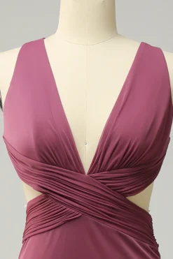 Gola em V Desert Rosa Vestido Formal Halter