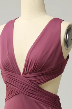 Gola em V Desert Rosa Vestido Formal Halter