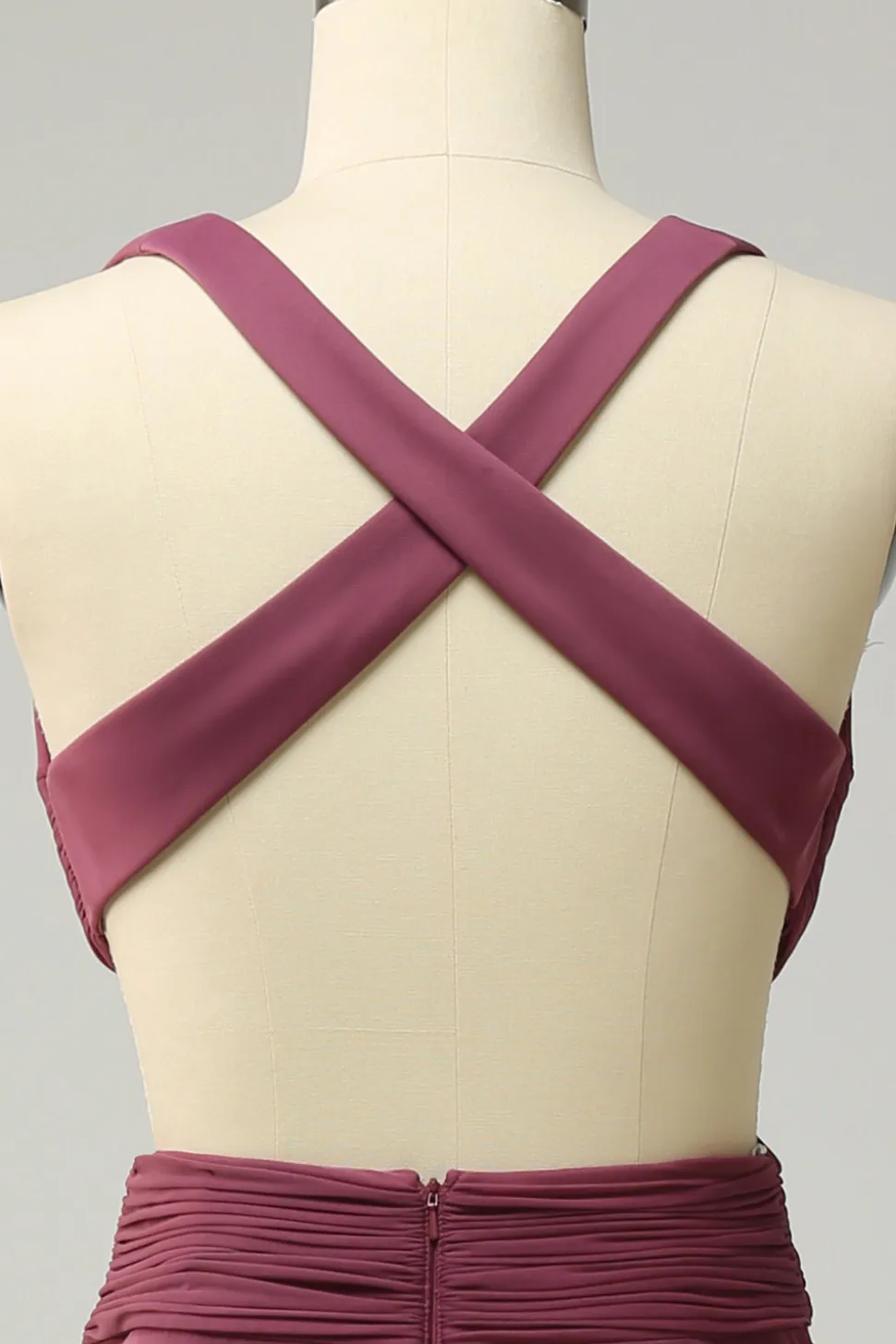 Gola em V Desert Rosa Vestido Formal Halter