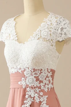 Gola V Apliques Mãe De Vestido De Noiva Mangas Curtas