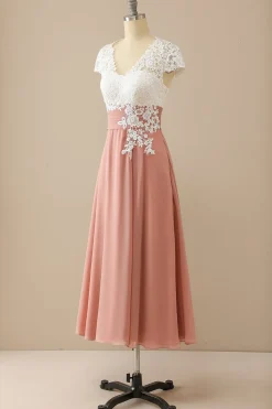 Gola V Apliques Mãe De Vestido De Noiva Mangas Curtas
