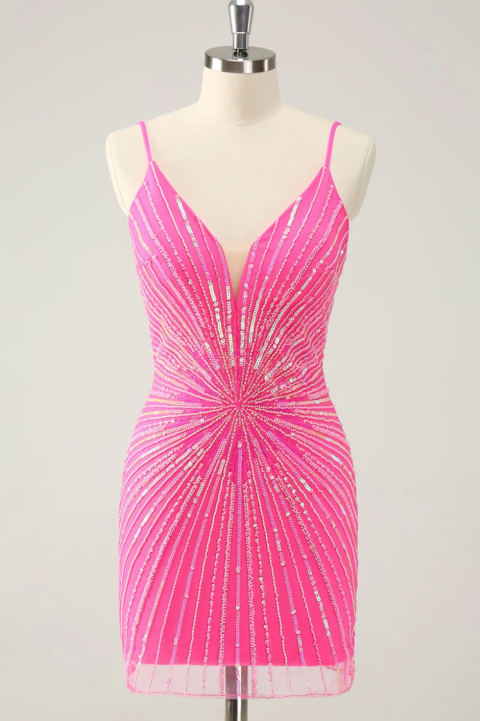 Golden Bodycon Esparguete Correias Homecoming Dress com Sequins