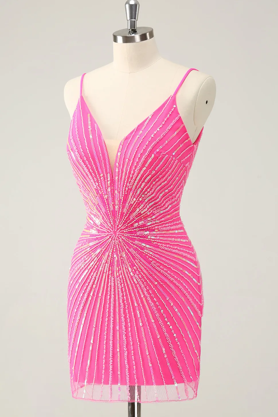 Golden Bodycon Esparguete Correias Homecoming Dress com Sequins