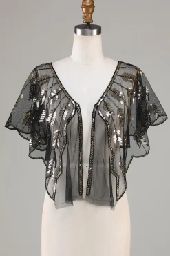 Golden Glitter Sequins 1920s Cabo com Missangas