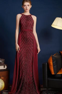 Golden Glitter Uma Linha Esparguete Correias Frisado Vestido Longo Baile