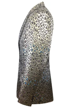 Golden Jacquard Xale Lapela Blazer Masculino