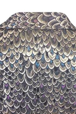 Golden Jacquard Xale Lapela Blazer Masculino