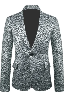 Golden Jacquard Xale Lapela Blazer Masculino