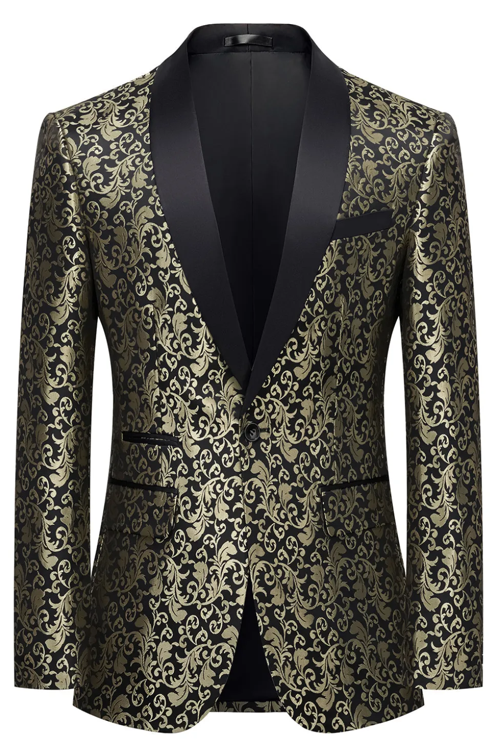 Golden Jacquard Xale Lapela Blazer Masculino