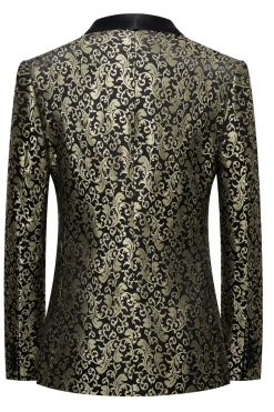 Golden Jacquard Xale Lapela Blazer Masculino