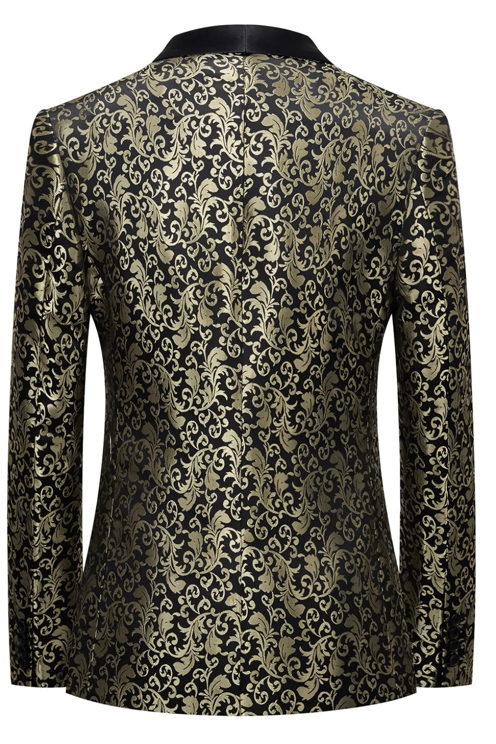 Golden Jacquard Xale Lapela Blazer Masculino