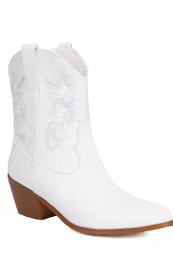 Golden Low Chunky Heel Western Cowgirl Botas