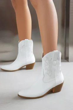 Golden Low Chunky Heel Western Cowgirl Botas