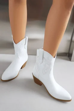 Golden Low Chunky Heel Western Cowgirl Botas