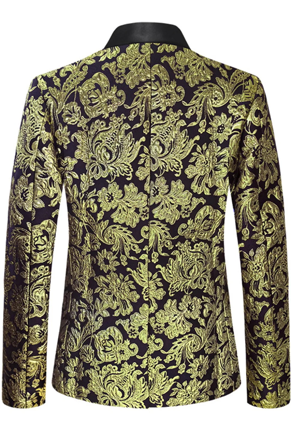 Golden Notched Lapela Jacquard Blazer Masculino