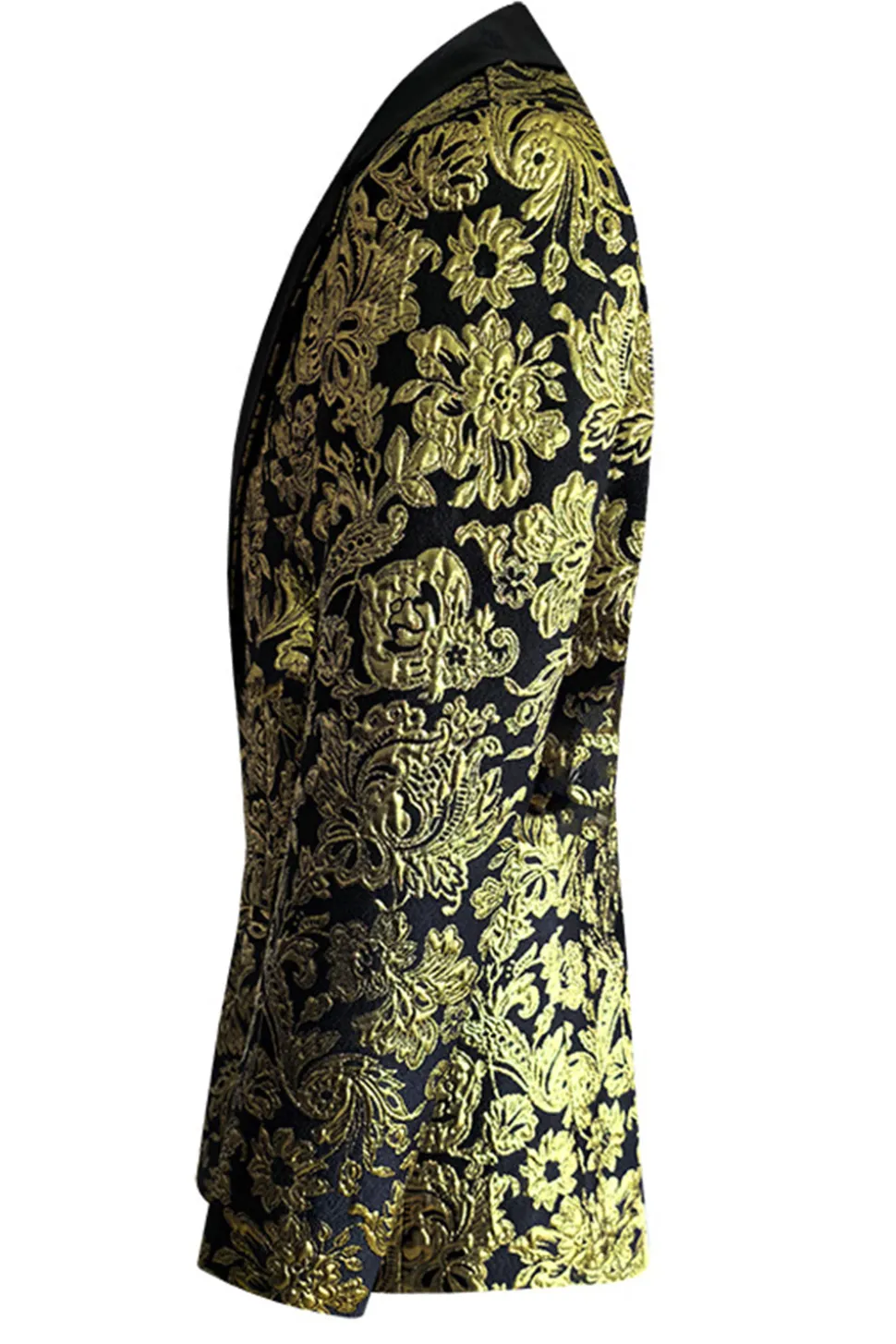 Golden Notched Lapela Jacquard Blazer Masculino
