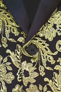 Golden Notched Lapela Jacquard Blazer Masculino
