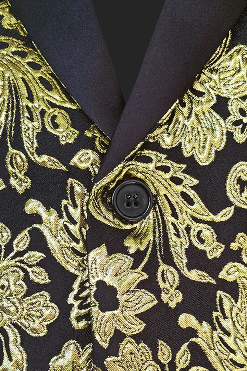 Golden Notched Lapela Jacquard Blazer Masculino