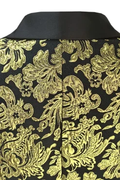 Golden Notched Lapela Jacquard Blazer Masculino