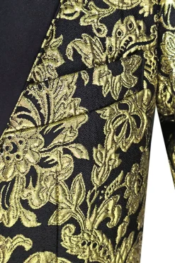 Golden Notched Lapela Jacquard Blazer Masculino