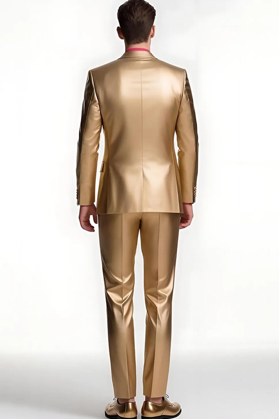 Golden Single Peito Pico Lapela Homens Prom Suits