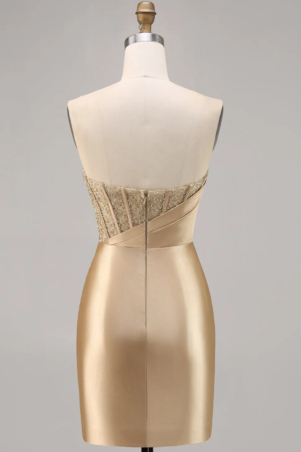 Golden Strapless Corset Bodycon Vestido Curto Homecoming