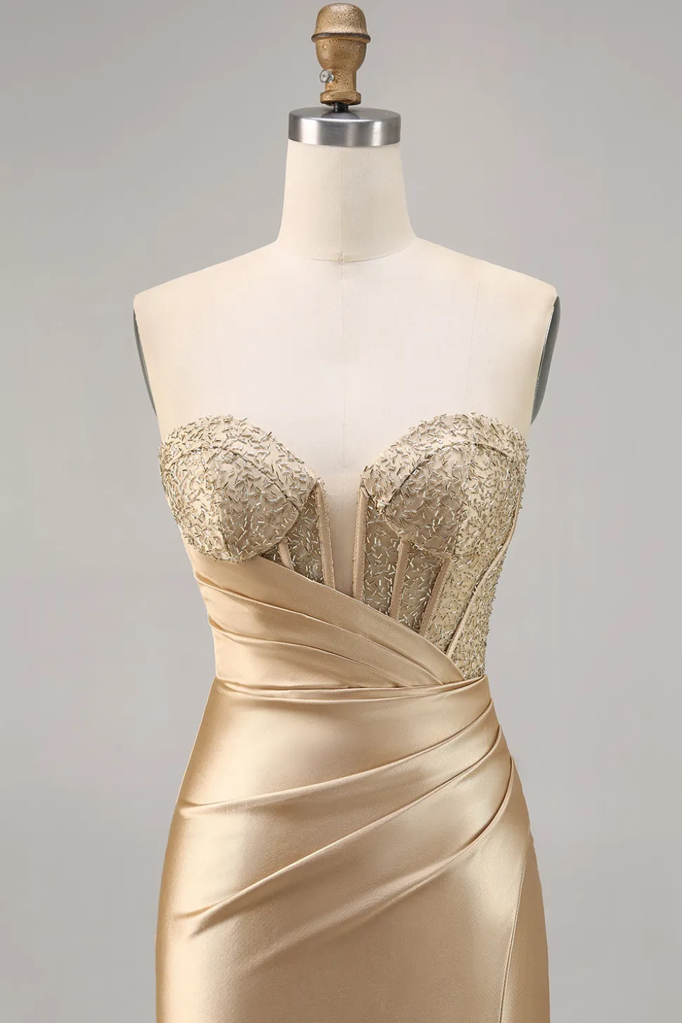 Golden Strapless Corset Bodycon Vestido Curto Homecoming