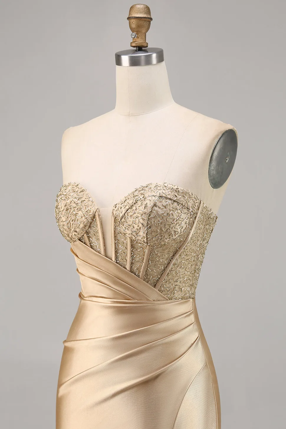 Golden Strapless Corset Bodycon Vestido Curto Homecoming