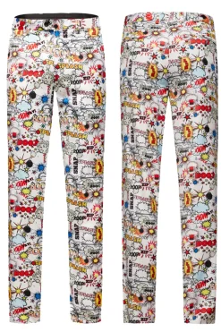 Graffiti Branco Peito Duplo 2 peças Terno Masculino