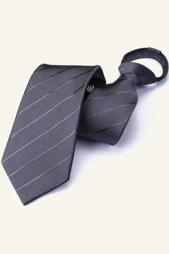 Gravata Masculino Listras Cinza Escuro