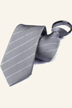 Gravata Masculino Listras Cinza Escuro