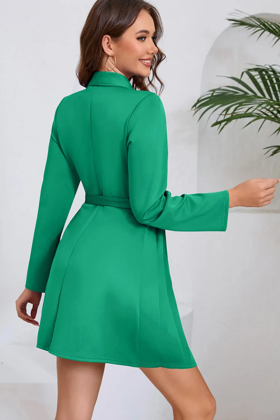 Green A Line plissado vestido curto de cocktail com arco