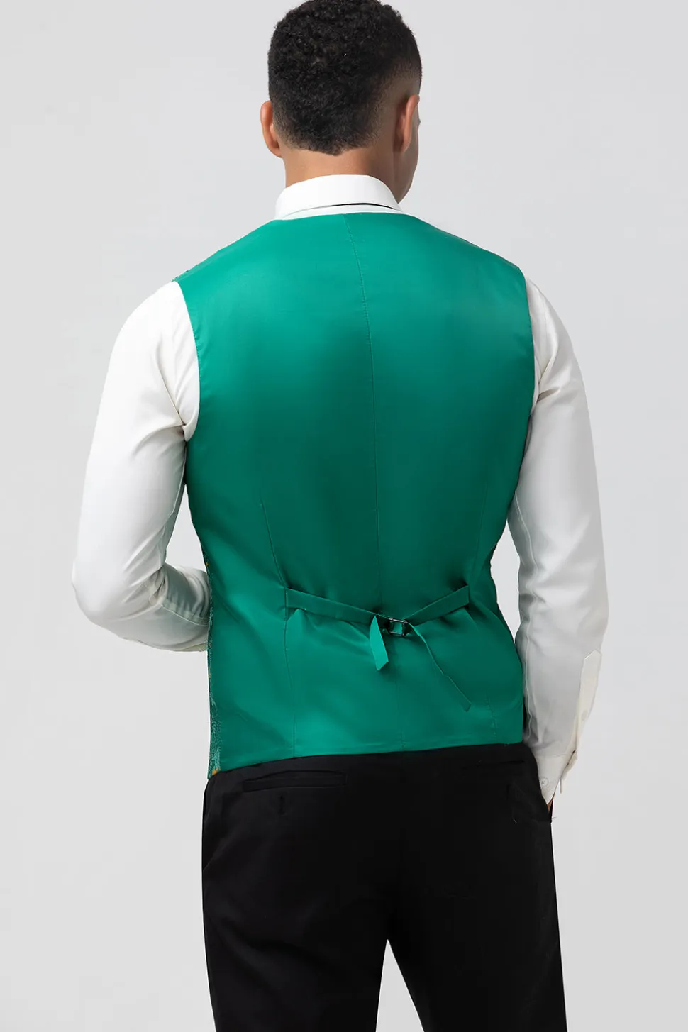 Green Peak Lapela Jacquard Um Botão 3 Peças Homens Prom Ternos