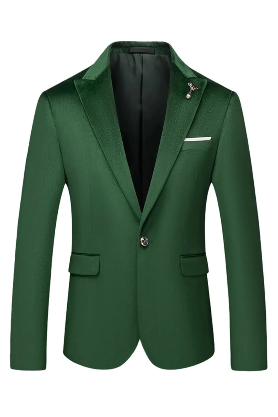 Green Peak Lapela Singel Peito Masculino Prom Blazer