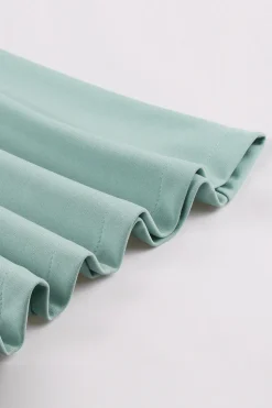 Green Ruffles mangas curtas retro vestido dos anos 1950