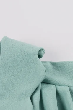 Green Ruffles mangas curtas retro vestido dos anos 1950