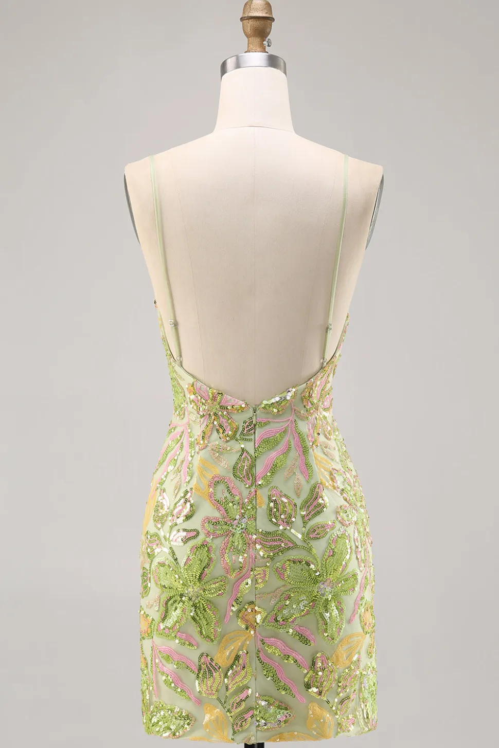 Green Sequin Backless Bodycon Homecoming Vestido