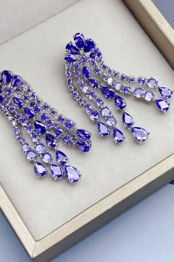 Green Sparkly Rhinestone Drop Brincos para Mulheres